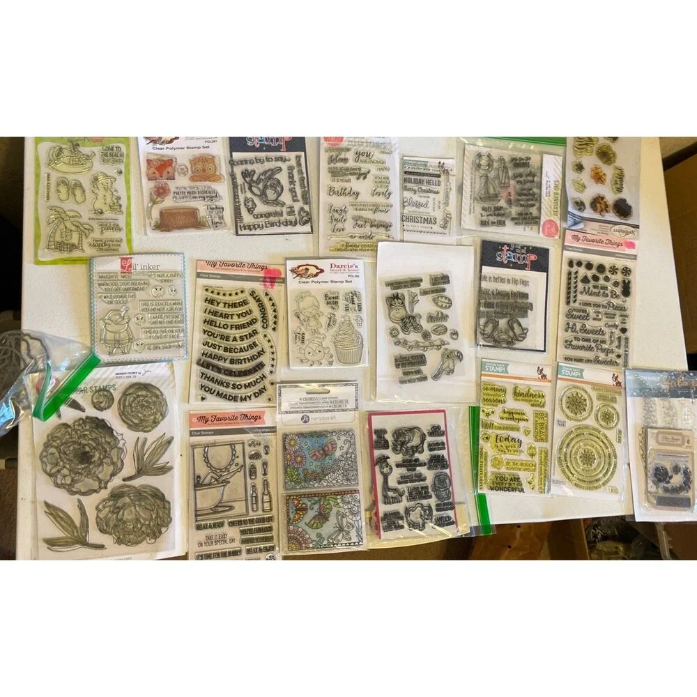 HUGE Mixed Lot of Clear Stamps For Crafting ANIMALS WORDS ETC